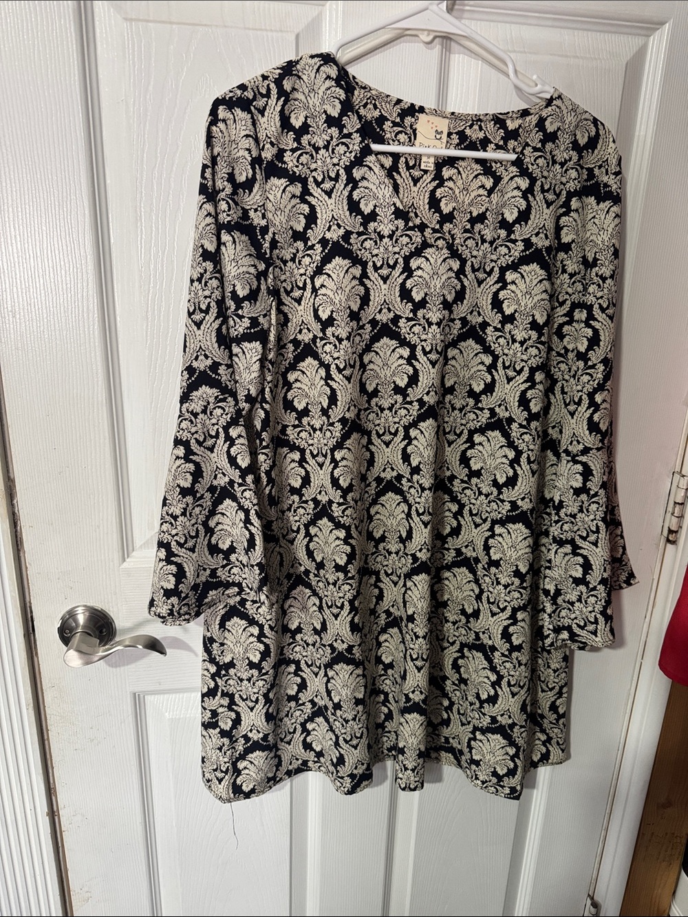 Pink Owl Black and Cream Long Sleeve Printed Tunic Dress
